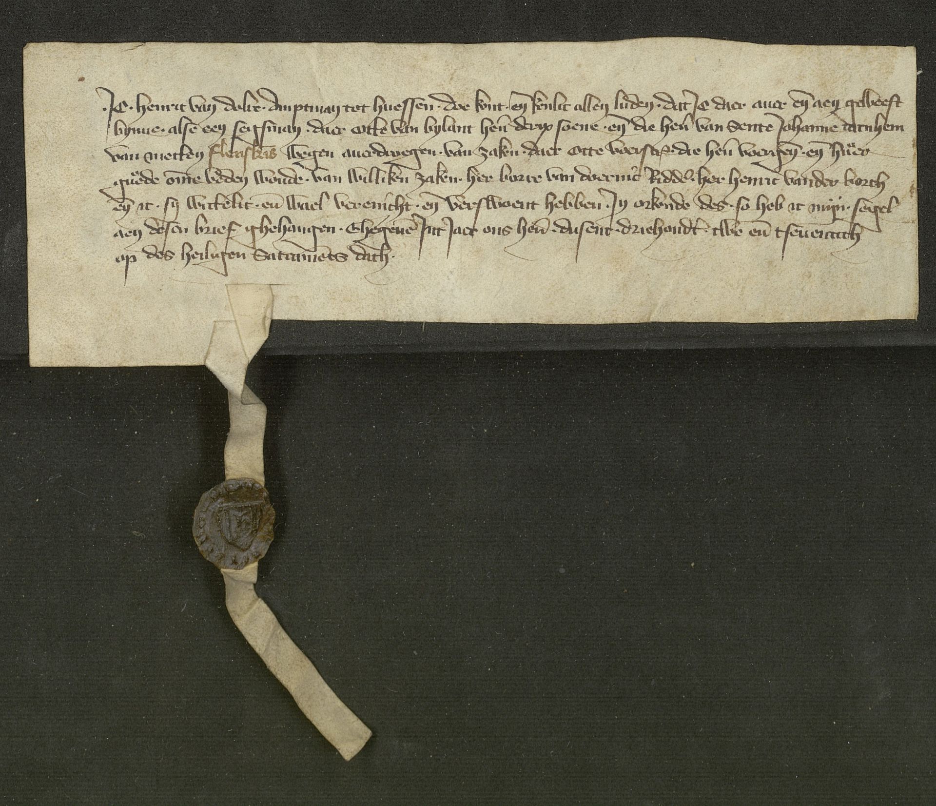 Middeleeuws document waarin Otto van Bylant zich verzoent met de Commanderij van Sint Jan in Arnhem