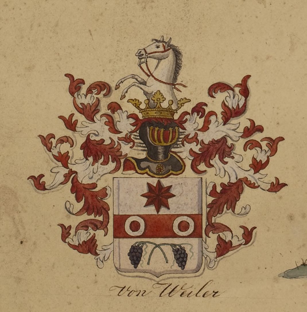 Detail van de stamboom van geslacht Von Weiler, bezitters van Huis Poelwijk, 1821-1855