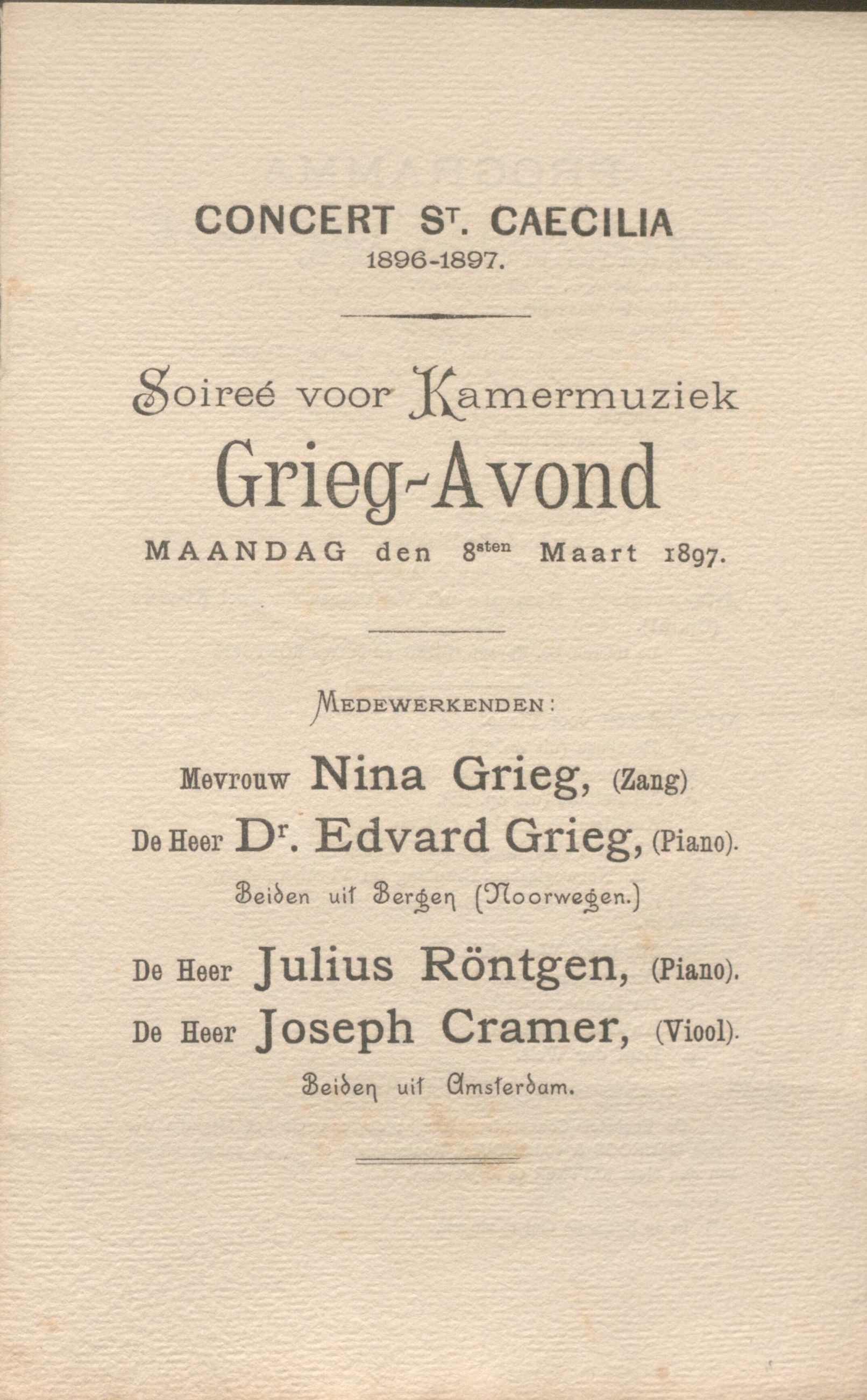 Onderdeel van een gedrukt programma van St. Caecilia uit 1897.