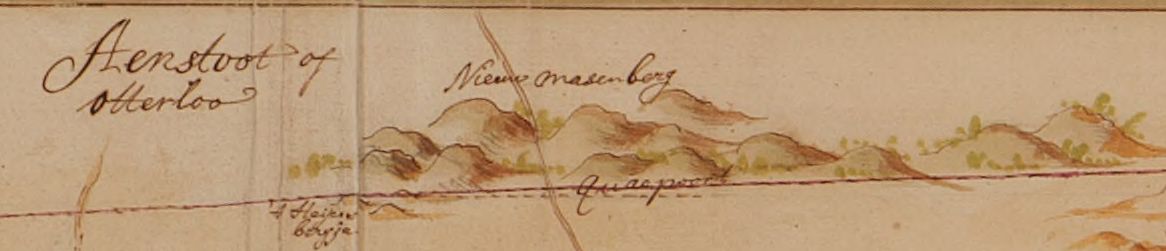 Zandbulten bij Otterlo, ingetekend op een kaart uit 1722