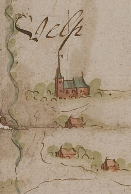 Schetsje van Velp op een kaart uit de 17e eeuw